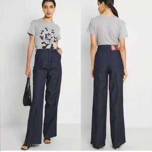 Levi’s Womens Sz 23 High Loose Felix The Cat Pleated Front Hemp Blend Jeans Wide
